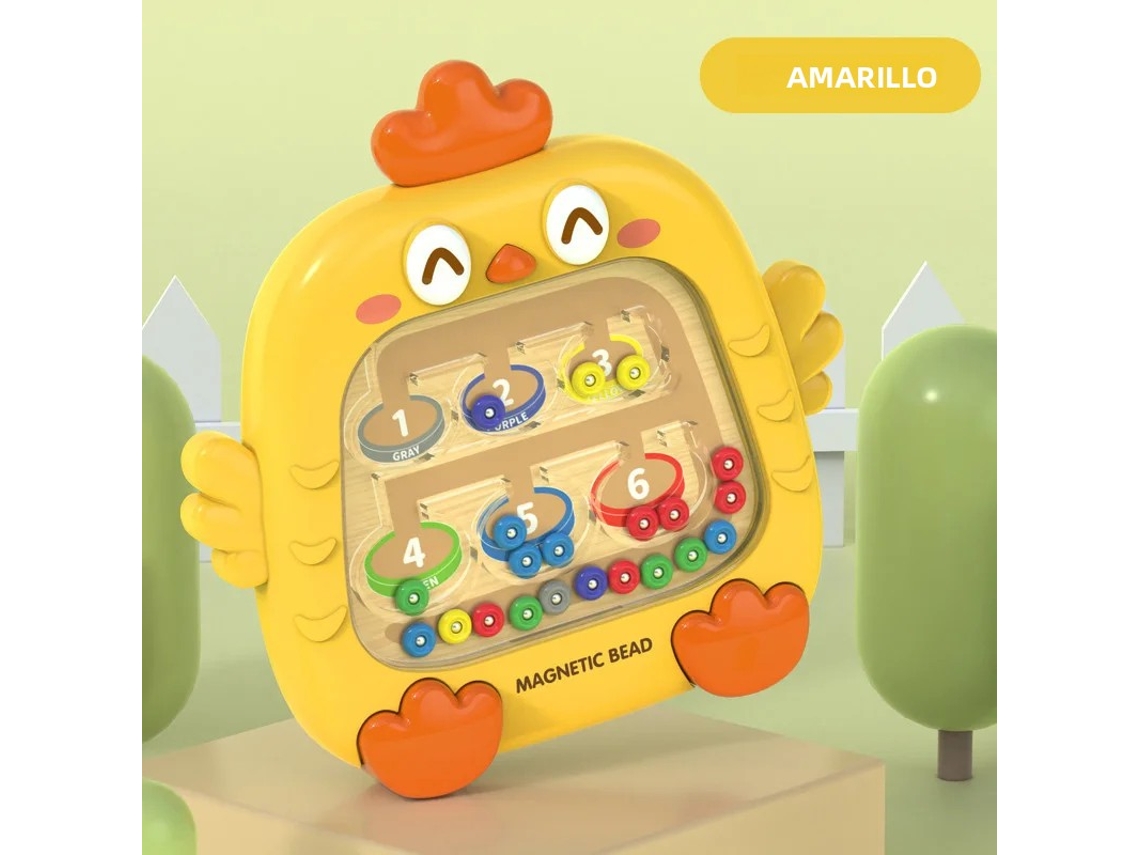Juego De Clasificación (amarillo), Laberinto Magnético De Números Y Colores, Tablero Con Rotuladores Y Cuentas Móviles.