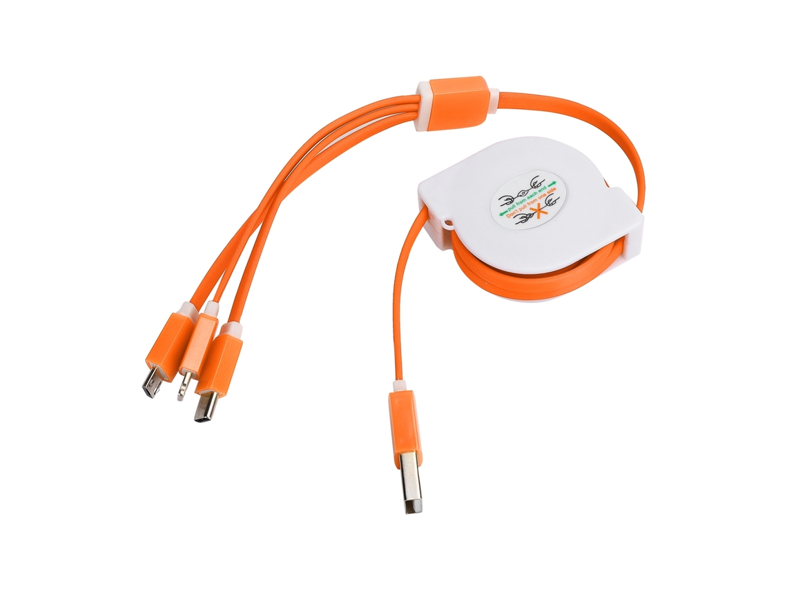 Cable De Datos Retráctil De Uno A Tres, Cable Plano De Carga Rápida, Carga De Múltiples Dispositivos