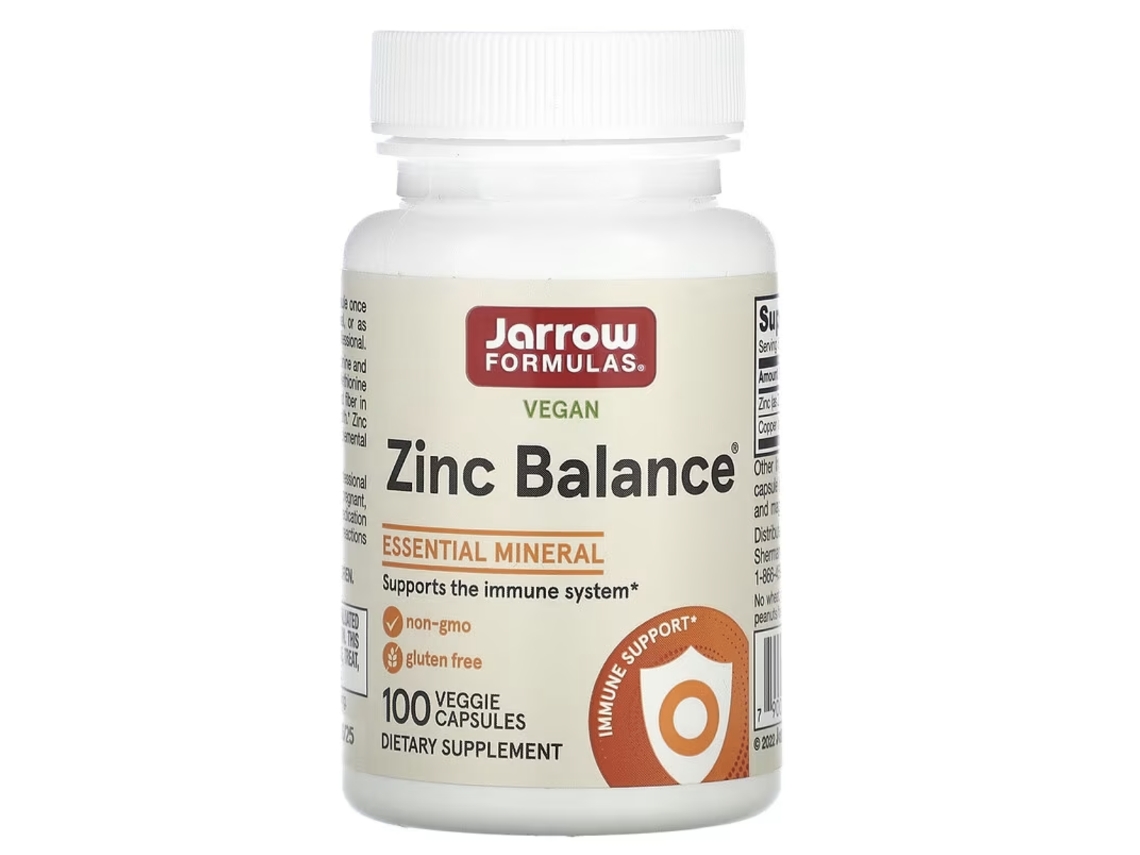 Jarrow Formulas, Zinc Balance Vegano, 100 Cápsulas Vegetais
