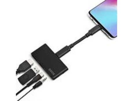 adaptador usb-c 4 en 1 con cable alargador Powerlink Nano Hub QDOS