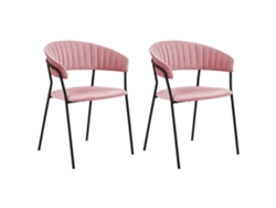 Conjunto de 2 cadeiras de refeição modernas BELIANI Mariposa de Veludo Rosa 55x55x78
