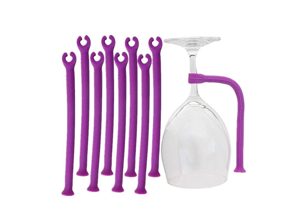 2026-portavasos De Silicona Lavavajillas Seguro Set De 8 Morado Para Copas De Vino