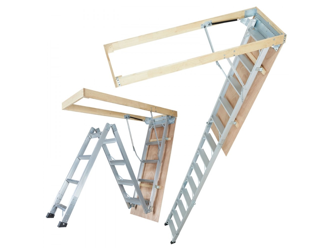 Escalera telescópica de aluminio para ático de 5,7 x 1,6 m Tekmaquinas