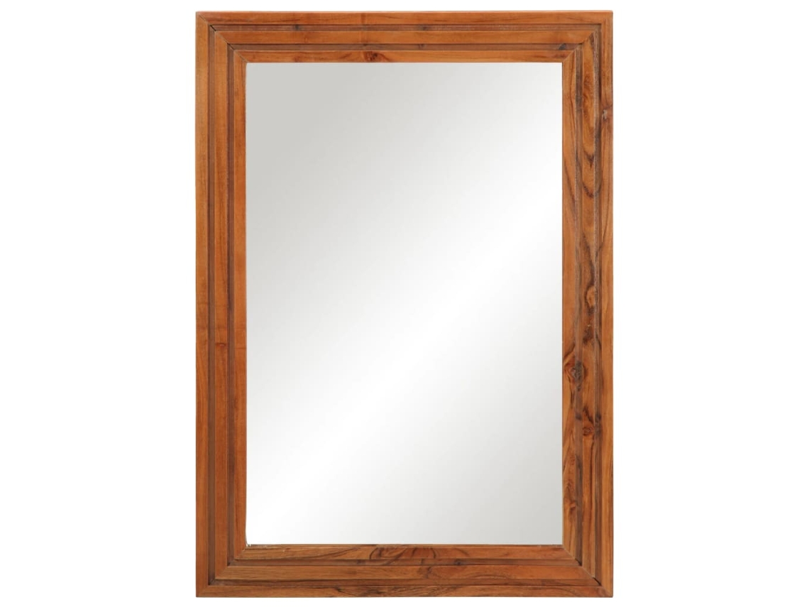 Espejo De Baño Madera Maciza De Acacia Y Vidrio 50x70 Cm