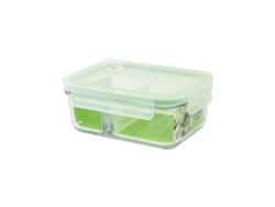 Duo Recipiente Rectangular de 0.7L con 2 Compartimentos en Vidrio Templado GLASSLOCK