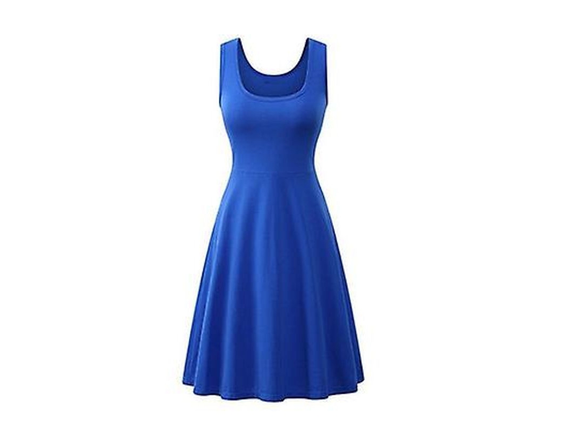 2026-vestido De Verano Mujer Sexy Sin Mangas Cuello Cuadrado Solido Algodon Poliester Estilo Oficina Talla 18-35