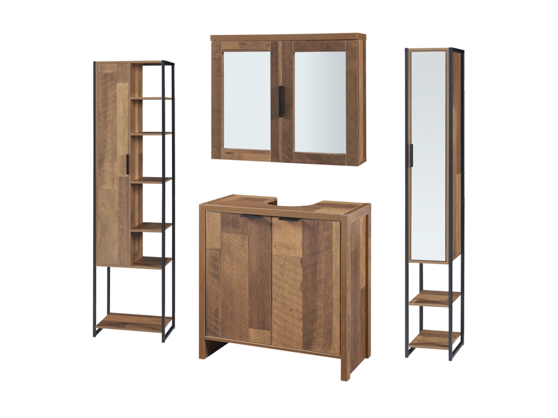 Juego de muebles de baño Namsskogan 4 piezas - Efecto roble [EN.CASA]