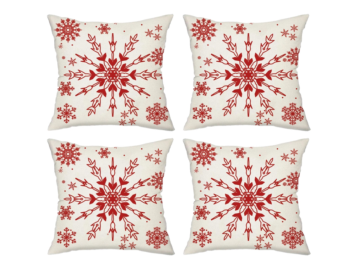 4 Fundas de Cojines Navideños Copo de Nieve Reno Árbol de Navidad TRUYUETY
