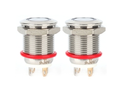 2 Piezas Interruptor De Botón Metal Auto-reset Con Led 12mm 4 Pin Ip65 Blanco 3~9v