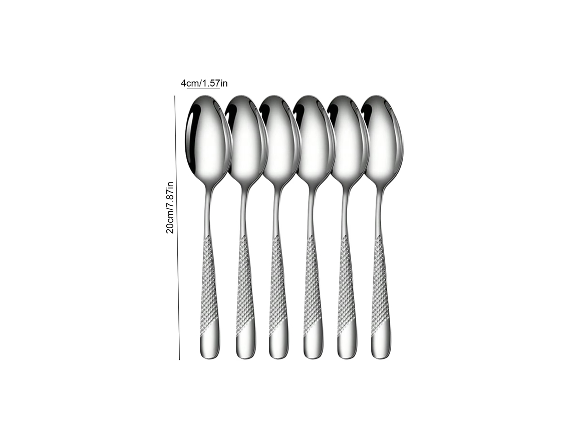 (6 Cucharas) Juego De Cubiertos De Acero Inoxidable Silver Star Diamond: Cuchillo, Tenedor Y Cuchara
