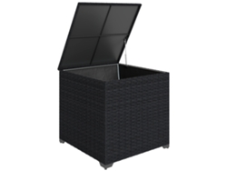 Caja de almacenamiento exterior de ratán con capacidad para 253 litros, asa hidráulica, forro con cremallera y estructura de acero negro. ZENCORE SERVICES