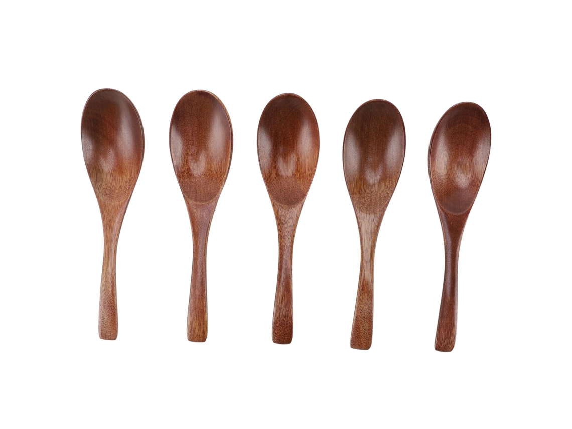 5 Cucharas De Madera Japonesas De 15 Cm (6 Pulgadas) Para Sopa, Café, Té Y Bebidas Caseras.