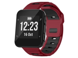 Bracelete Para Garmin Forerunner 35 / 30 / 35j - Silicone Bicolor - Encaixe Plano Vermelho Vinho + Preto