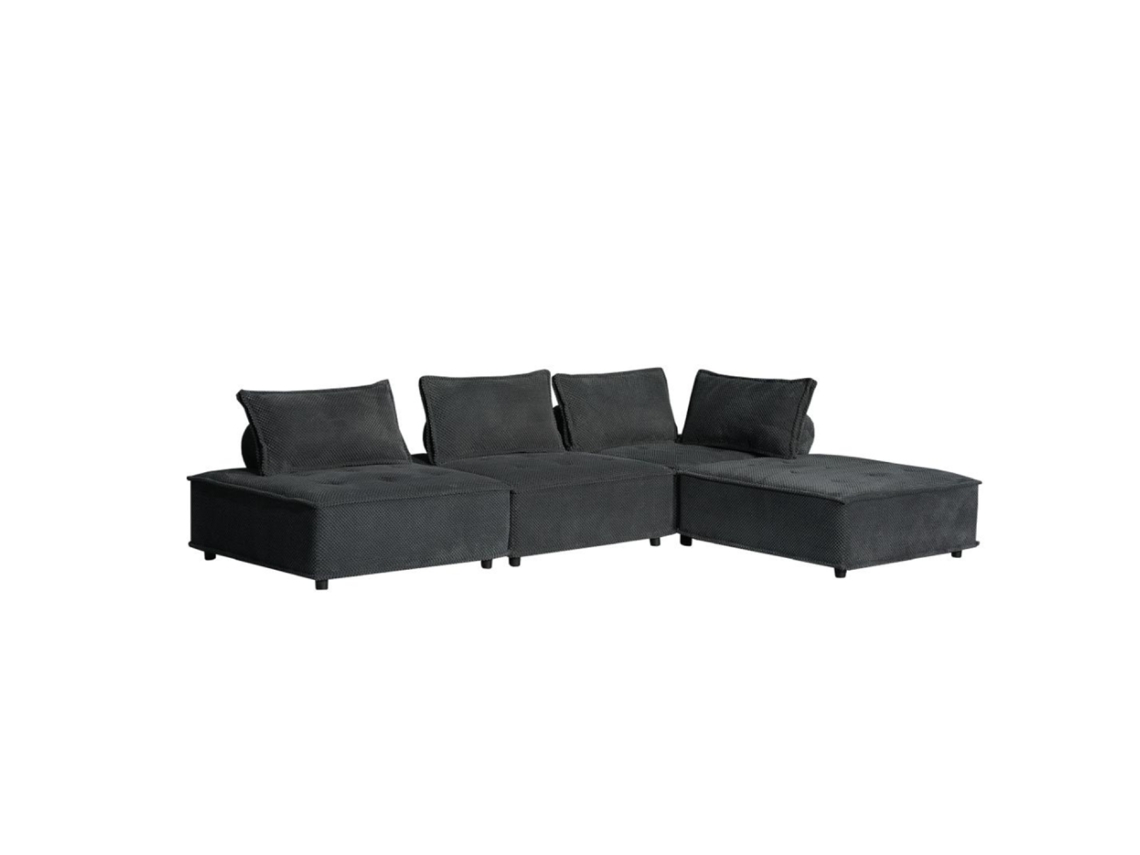 Sofá rinconera 4 plazas gris oscuro STAVA CONCEPT U