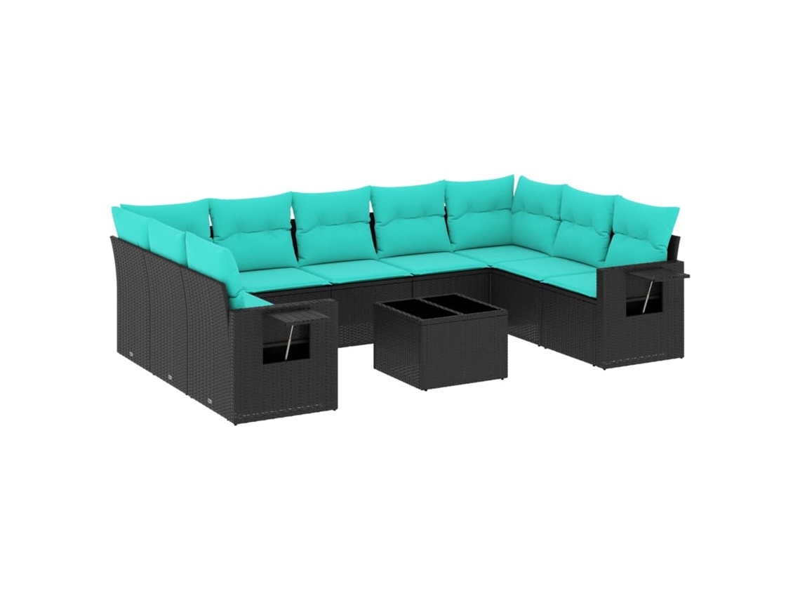 Maison Exclusive - Conjunto De Sofá De Jardín De 10 Piezas Con Cojines, De Poliratán Negro