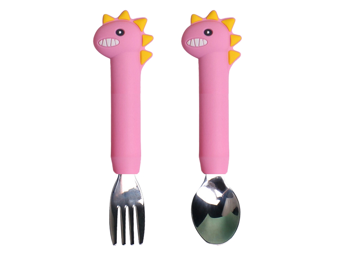Juego de utensilios para bebé: juegos de cuchara y tenedor de acero inoxidable y platos de silicona NEVEANCE