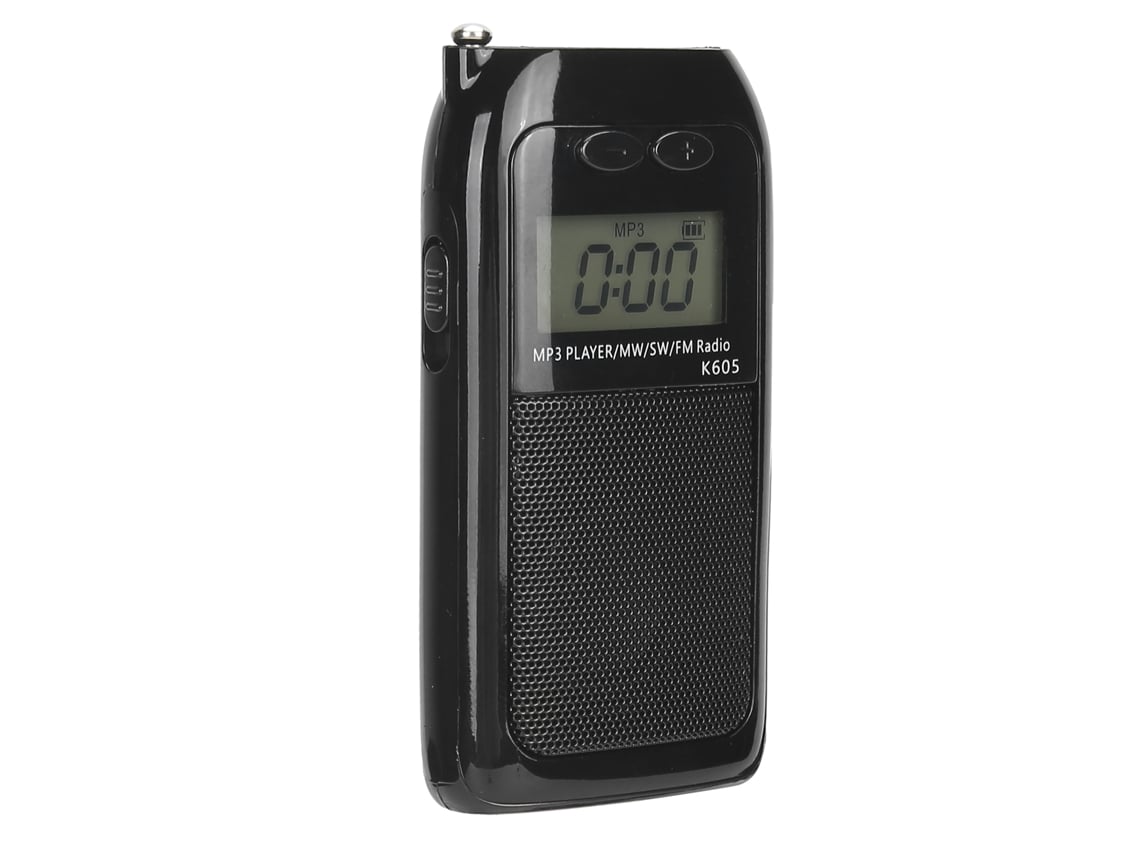 Rádio Digital K-605 Mini Reprodutor Mp3 Com Sintonização Fm/sw/mw, Tela Lcd E Fones De Ouvido Portátil