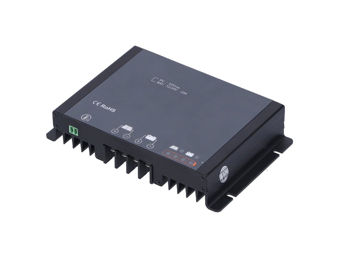 Controlador solar MPPT de 20 A, seguimiento automático, resistente al agua y con Bluetooth, CC 12/24 V