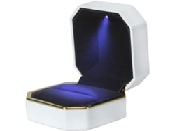 Caja De Lujo Para Anillos Con Luz Led, Estuche De Joyería De Terciopelo Blanco Para Guardar Joyas.