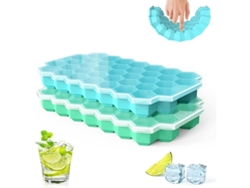 2 Bandejas De Silicona Para Cubitos De Hielo Con Tapa, Azul Cielo Y Verde Menta, Ideales Para Enfriar Bebidas.