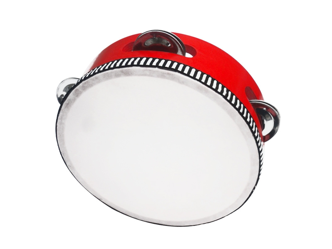 Pandereta de mano Cuich, instrumento de percusión portátil, cascabel de metal, madera de abedul, roja, 10 pulgadas