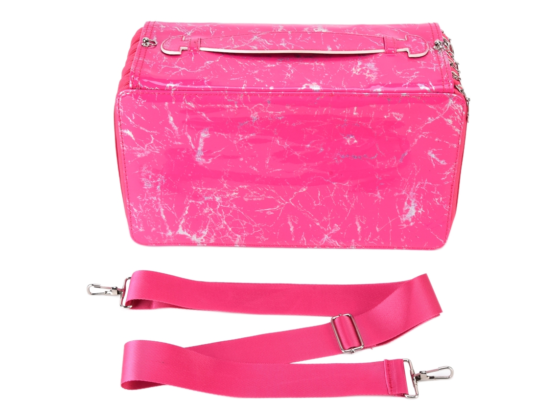 Estuche De Lápices 360 Agujeros Gran Capacidad Cremallera Brillante Estuche De Papelería Rojo Rosa