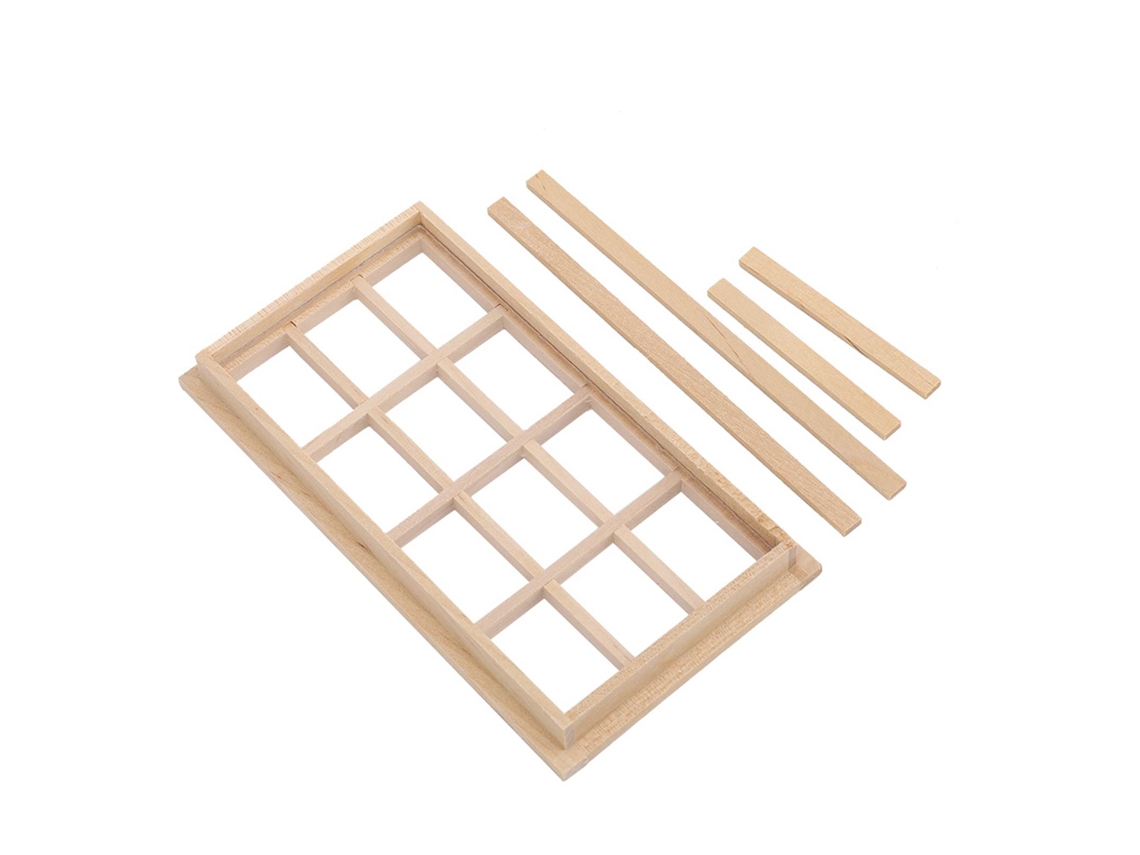 Ats-mueble Miniatura Casa De Muñecas Ventana De 12 Cristales En Madera Accesorio Diy 1/12 Modelo Juguete
