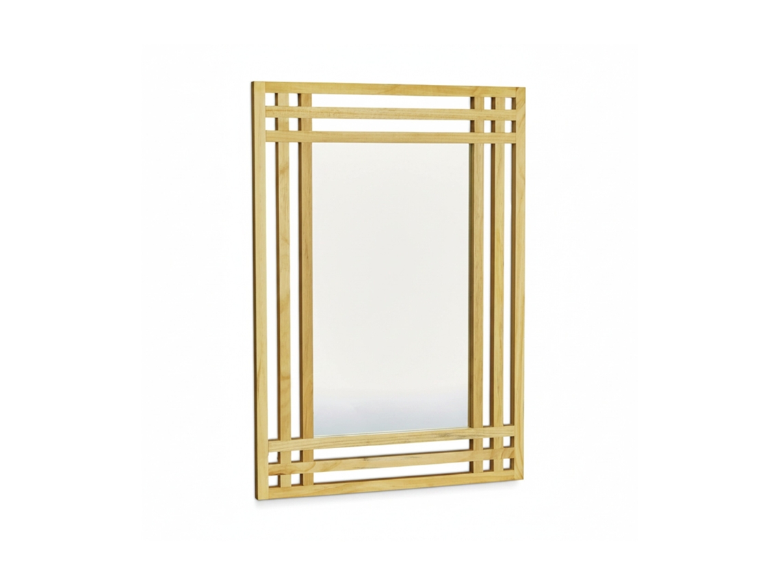 Relaxdays Espejo De Pared, Madera De Pino, Marco Grande, Accesorio De Baño, Rectangular, 70 X 50 X 2 Cm, 1 Ud., Marrón