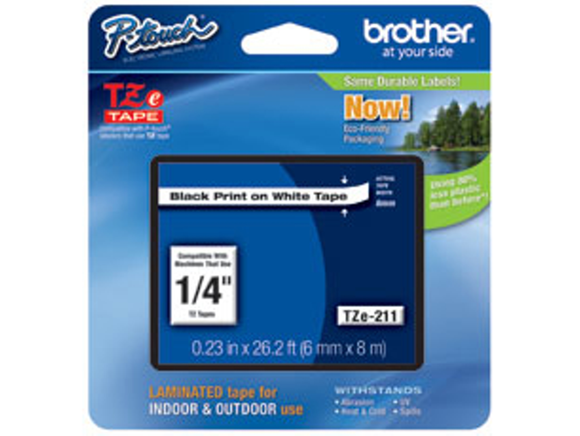 Cinta Laminada BROTHER TZe211 Negro sobre Blanco