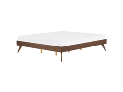 Cama con somier BELIANI Berric de MDF Madera oscura 187x202x38