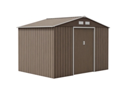 Caseta De Jardín Metálica, 4,9 M², 277 X 195 X 192 Cm, Puertas Correderas, Techo, 4 Ventanas De Madera.