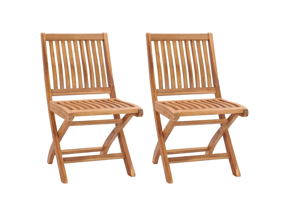 Sillas de jardín plegables de 2 piezas DKD Home Decor de madera maciza de teca