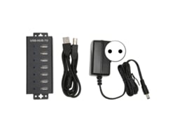Hub Usb Industrial De 7 Puertos Con Protección Múltiple, Enchufe Europeo, 100-240 V, Compatible Con Windows, Linux Y Os X.
