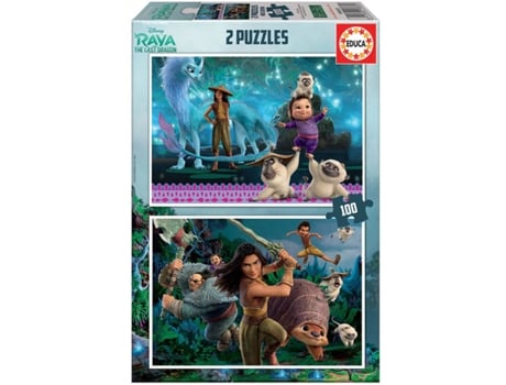 Puzzle EDUCA 2x Puzzle 100 Raya e el Ultimo Dragón (Edad Mínima: 3 Años - 200 Piezas)