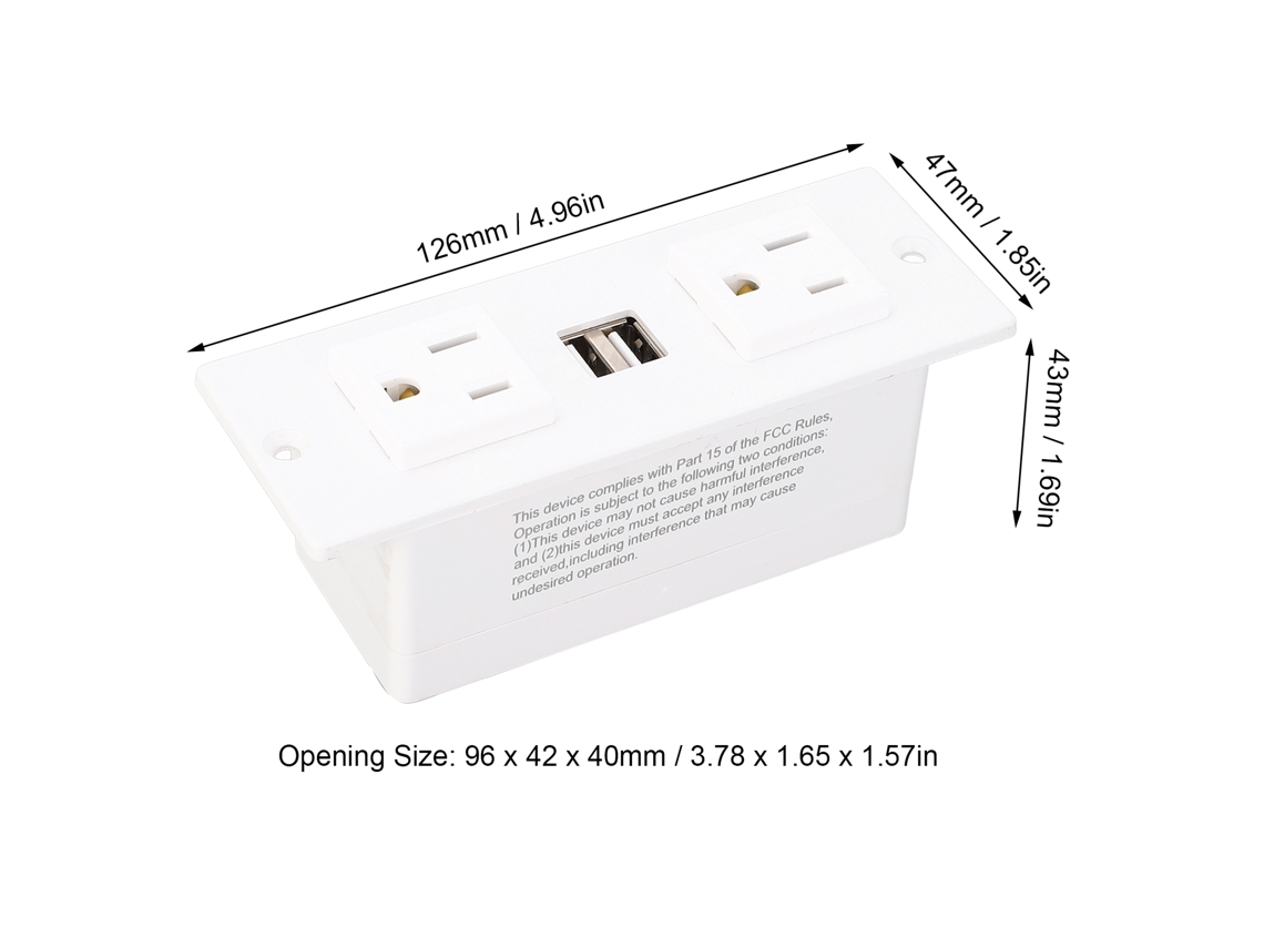 Omni-tira De Alimentación Empotrada Con 2 Tomacorrientes Ac Y 2 Puertos Usb Para Muebles Y Escritorios Cable 1.5m