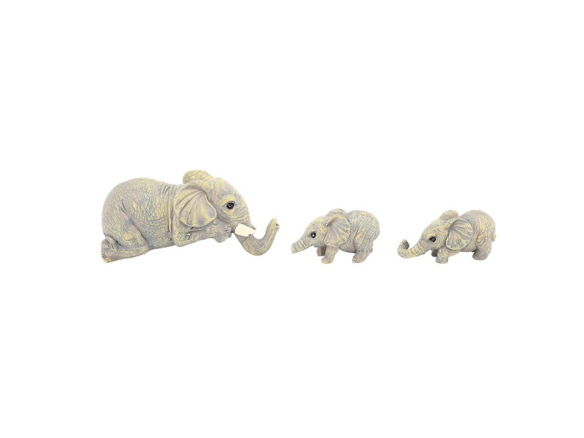 Baok - Figura de resina pintada a mano de madre elefante y cría para decoración de mesa o estante - Linda