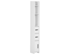 Mueble Baño Alto Columna Estantes Compartimentos 15x17x120cm Blanco