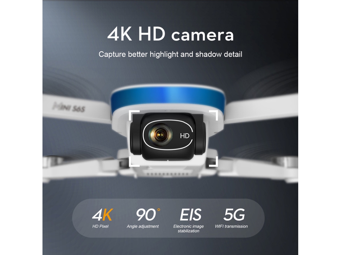 S6S Mini GPS Drone, 5G WIFI FPV Quadcopter RC plegable sin escobillas (4K - Duración de la batería: 25 min - Blanco)