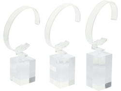 Juego de 3 soportes transparentes de acrílico para relojes, forma estable, antideslizantes, organizador versátil para dormitorio - GOKOCO