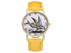 Reloj De Pulsera De Cuarzo Con Diseño Retro, Unisex Casual Para Hombre Y Mujer Amarillo