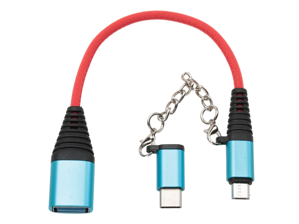 Cable Otg 2 En 1 Type C Micro Usb 2.0 De Carga Rápida Para Teléfono Móvil Azul