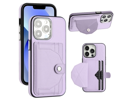 Funda Mobile Phone Cases Shockproof With Card para iPhone 13 Pro Piel Marrón