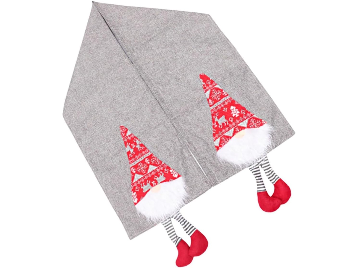 Camino De Mesa Navideño Gris Sin Rostro Original, Mantel De Tela Reutilizable