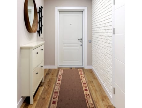Alfombra de pasillo con refuerzo de goma JENA marrón 100cm