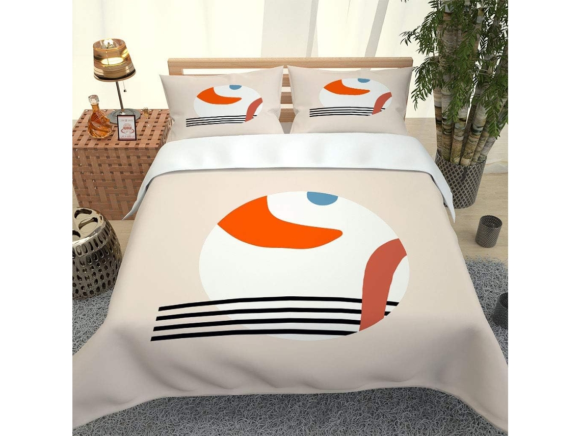 Juego Funda Nórdica Microfibra Blanca Estampado Adultos Piezas Almohada Juego Cama 240 X 260 Cm 65