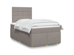 Cama Box Spring Con Colchón Tela Gris Taupe 120x200 Cm
