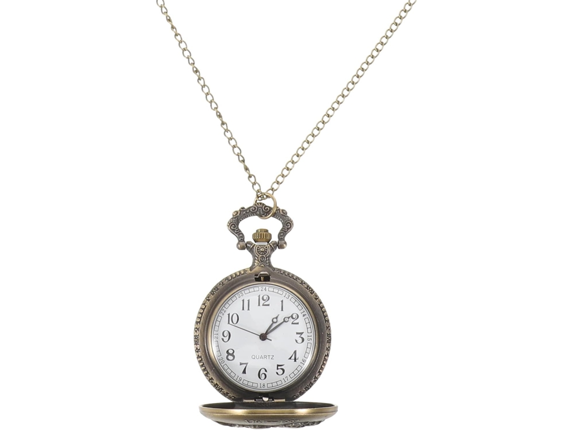 Collar Reloj Bolsillo Vintage Colgante Cuarzo Bronce Antiguo Cadena Desmontable Esfera Números Arábigos
