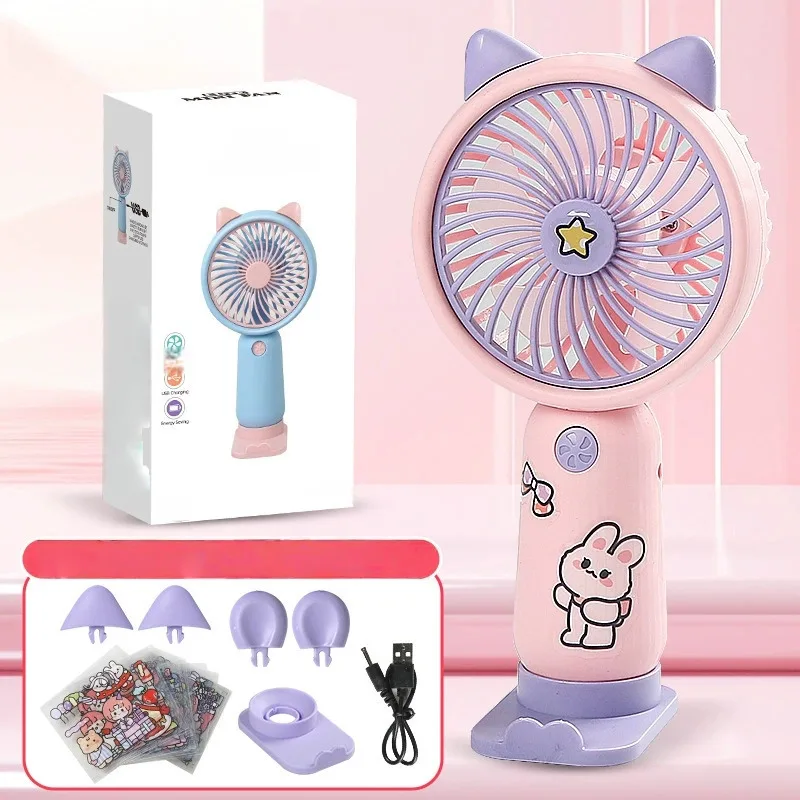 Ventilador De Mano (rosa), Mini Ventilador Portátil Recargable De Tres Velocidades, Interfaz Usb.