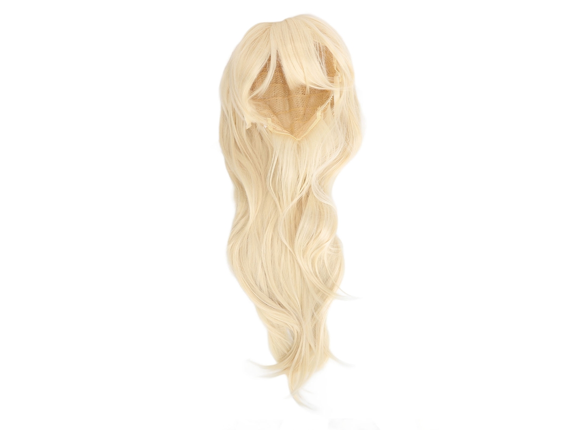 Peluca Sintética Larga, Ondulada Y De Color Dorado Claro, Ideal Para Cosplay Y Fiestas.