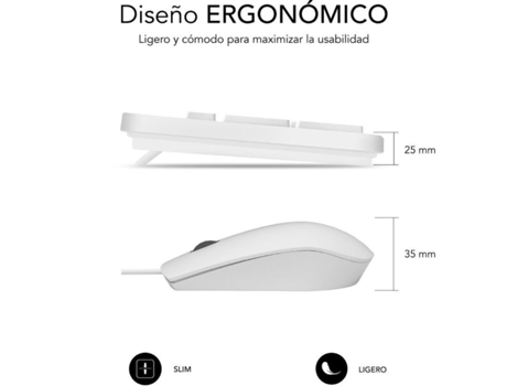 Teclado Y Ratón SUBBLIM Combo Business Slim Silencioso/ Blanco